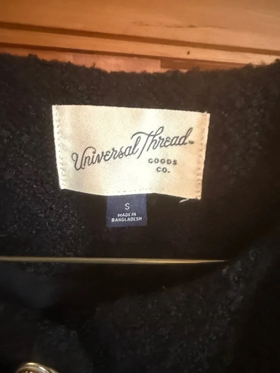 Universal Thread Black Bouclé Gold Metal Lady Button-Front Jacket Size S - Picture 6 of 9